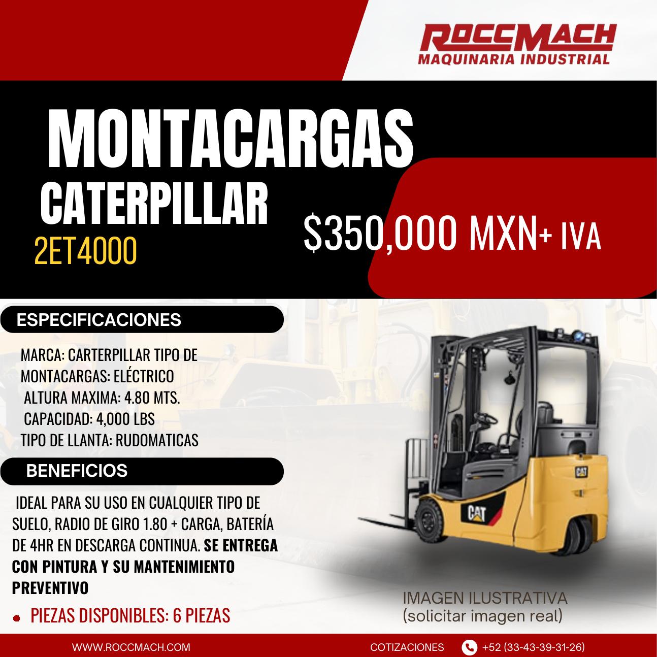Montacargas eléctrico Caterpillar 2ET4000 — $350,000 MXN + IVA