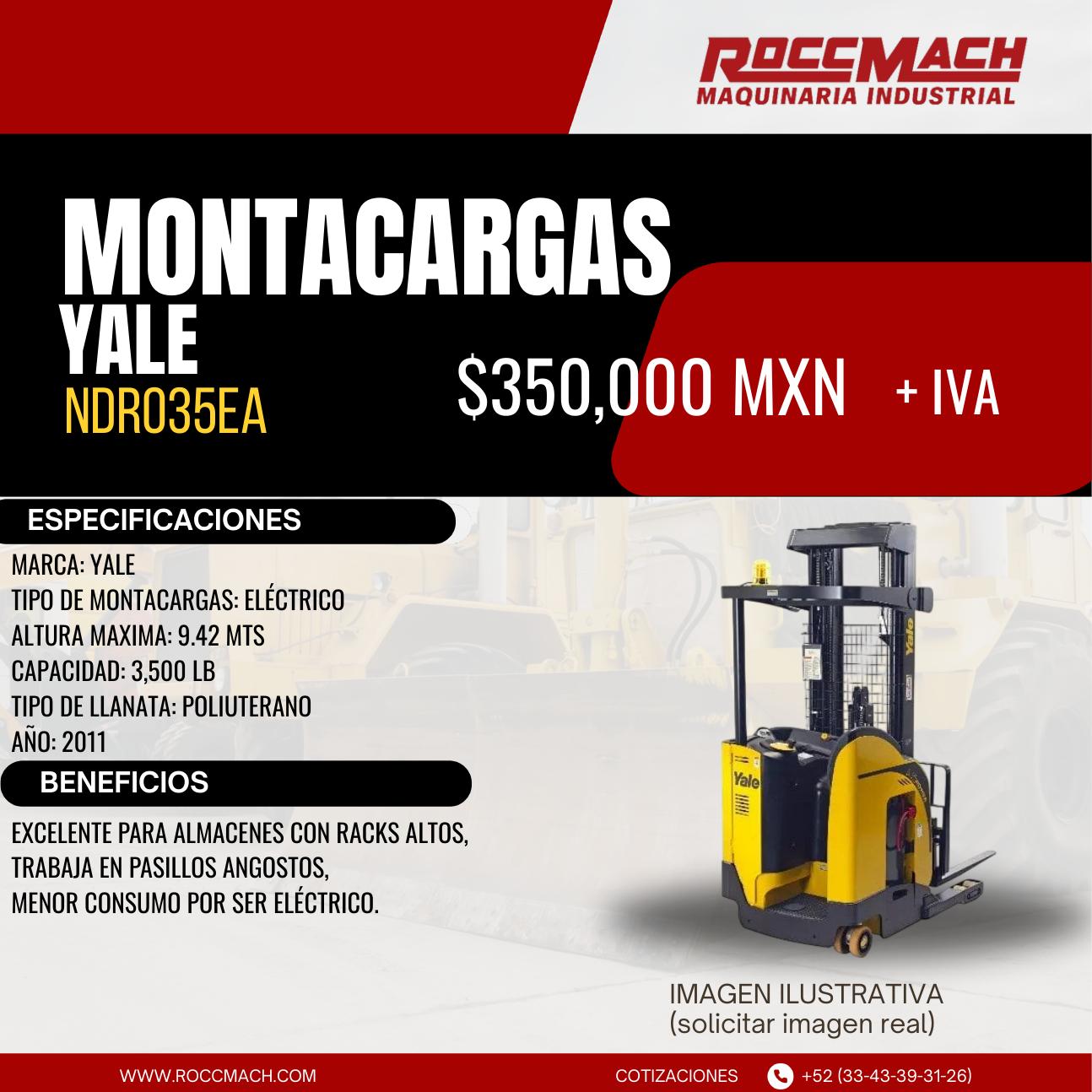 Montacargas eléctrico Yale NDR035EA — $350,000 MXN + IVA