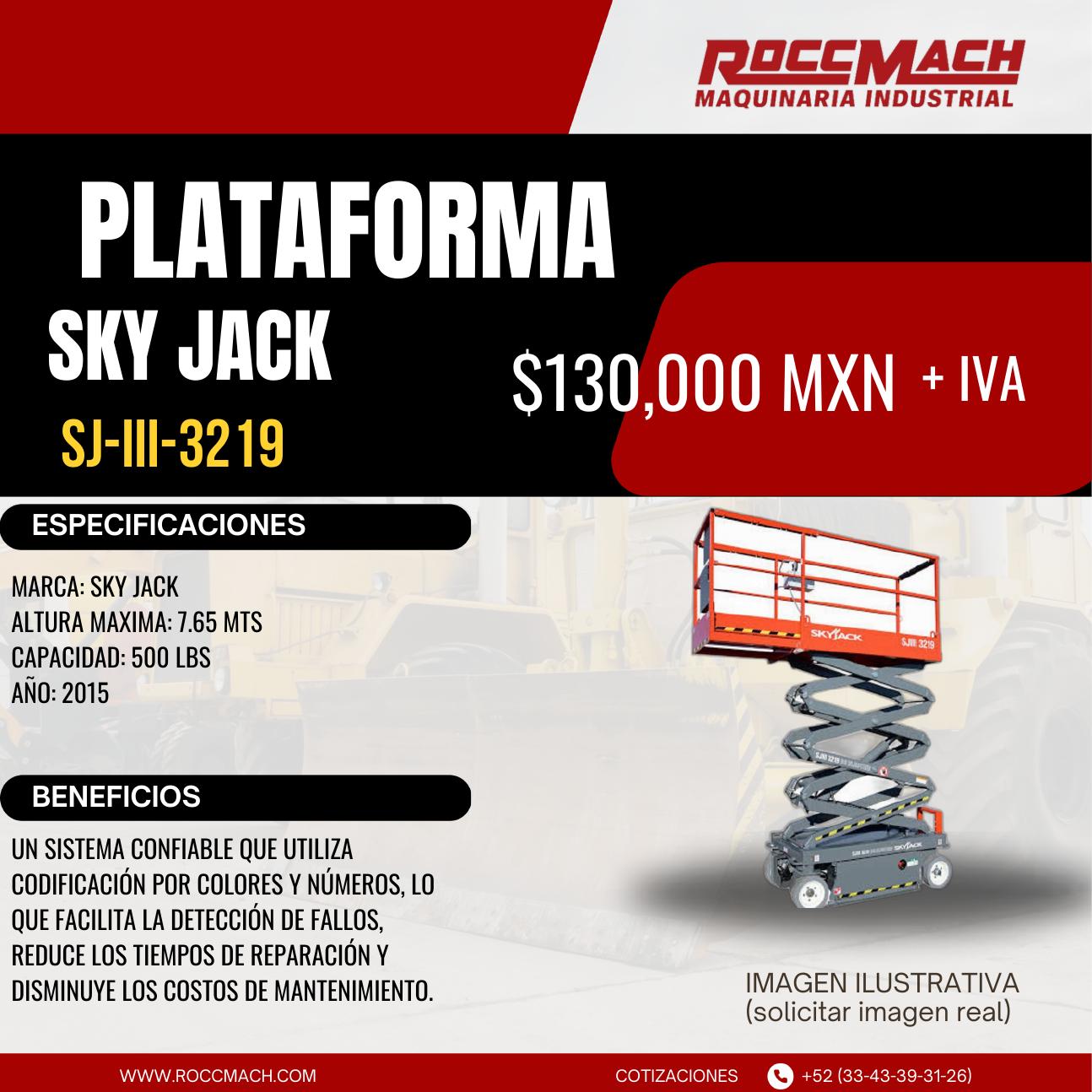 Plataforma de tijera Sky Jack SJ-III-3219 — $130,000 MXN + IVA