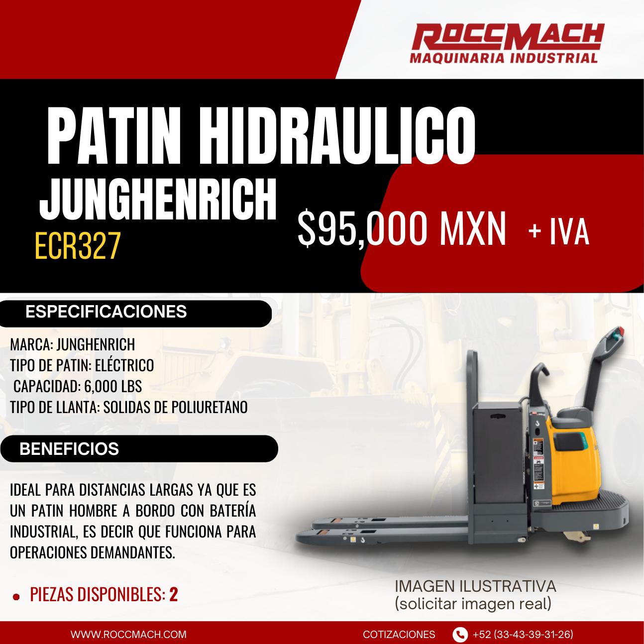 Patín hidráulico eléctrico Jungheinrich ECR327 — $95,000 MXN + IVA